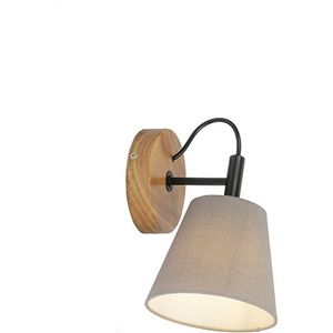 Landelijke wandlamp hout met grijs - Cupy