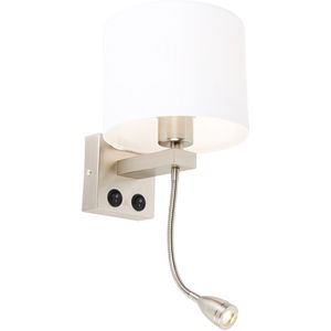 QAZQA brescia combi - Moderne Wandlamp voor binnen - 1 lichts - D 21 cm - Staal - Woonkamers-sSlaapkamers-sKeuken