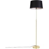 Vloerlamp goud/messing met linnen kap zwart 45 cm - Parte