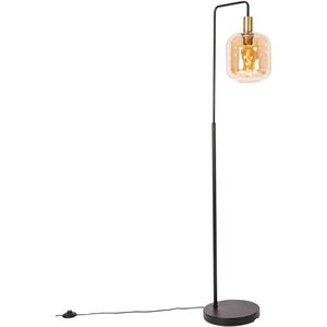 QAZQA zuzanna - Design Vloerlamps-sStaande Lamp - 1 lichts - H 150 cm - Zwart Goud - Woonkamers-sSlaapkamers-sKeuken