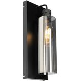 Moderne wandlamp zwart met smoke glas - Stavelot