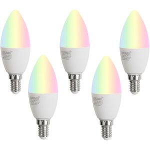 Set van 5 E14 dimbare LED lampen C37 opaal 4.9W 470 lm 2700-6500K