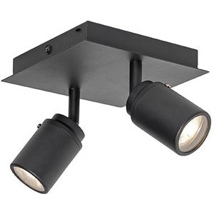 QAZQA ducha - Moderne Plafondlamp en wandlamp voor badkamer - 2 lichts - L 17 cm - Zwart -