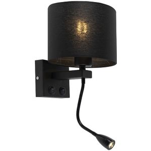 Moderne wandlamp zwart met zwarte kap - Brescia