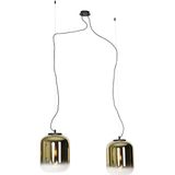 Design hanglamp zwart met goud glas 2-lichts - Bliss