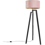 Vloerlamp tripod zwart met roze kap en goud 50 cm - Puros