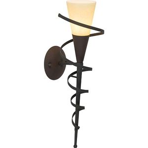 Landelijk wandlamp roestbruin met creme glas - Castle