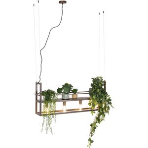 Industri�ële hanglamp roestbruin met rek 4-lichts - Cage Rack