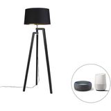 Smart vloerlamp met kap zwart met goud 50 cm incl. Wifi A60 - Puros