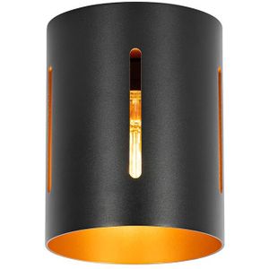 Design plafondlamp zwart met gouden binnenkant - Yana