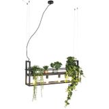 Industriële hanglamp zwart met hout en rek 4-lichts - Cage Rack