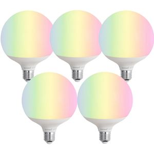 Set van 5 Smart E27 LED lampen G120 mat RGBW 9W 806 lm 2700-6500K