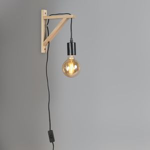 Wandlamp hout met zwart - Galgje