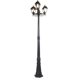 QAZQA capital - Klassieke Lantaarn - 3 lichts - H 2160 mm - Zwart - Buitenverlichting