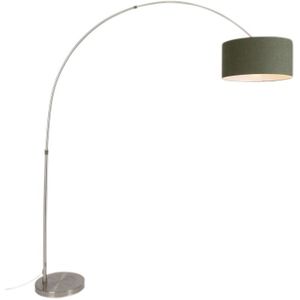 QAZQA Satin - Moderne Staande Booglamp - 1 Lichts - H 2200 Mm - Groen - Woonkamer - Slaapkamer