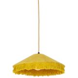 Retro hanglamp geel velours met franjes - Frills