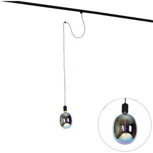 Hanglamp met rail ophanging zwart incl. LED G170 - Cavalux