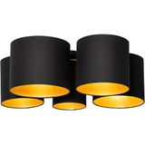 Plafondlamp zwart met gouden binnenkant 5-lichts - Multidrum