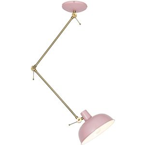 Retro plafondlamp roze met brons - Milou
