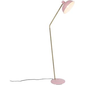 Retro vloerlamp roze met brons - Milou