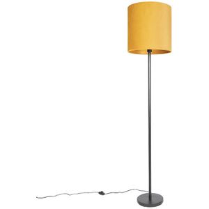 QAZQA Simplo - Moderne Vloerlamp - Staande Lamp met Kap - 1 Lichts - H 1840 Mm - Geel