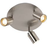 QAZQA ducha - Moderne Plafondlamp voor badkamer - 3 lichts - Ø 250 mm - Staal -