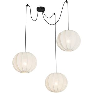 Design hanglamp wit zijden 30 cm 3-lichts - Plu