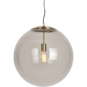 +Moderne hanglamp messing met smoke glas 50 cm - Ball