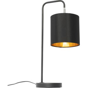 Moderne tafellamp zwart met gouden binnenkant - Lofty