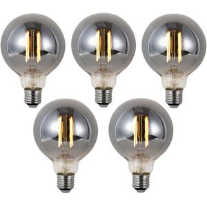 Set van 5 Smart E27 dimbare LED lampen G95 smoke 4.9W 150 lm 1800K