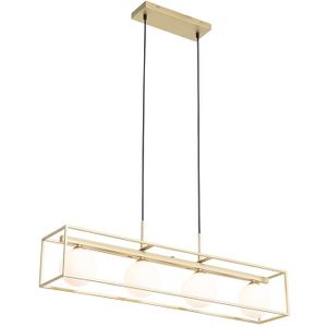 Design hanglamp goud met wit glas 4-lichts - Aniek