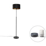 Smart vloerlamp zwart met velours kap zwart 35 cm incl. Wifi A60 - Parte