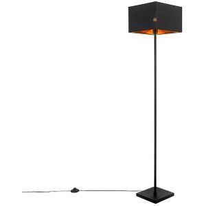 Moderne vloerlamp zwart met goud vierkant - VT 1