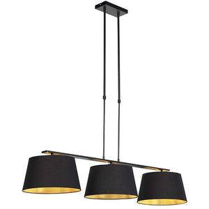 Hanglamp met katoenen kappen zwart met goud 32cm - Combi 3 Deluxe