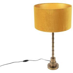 Art deco tafellamp met velours kap geel 35 cm - Pisos