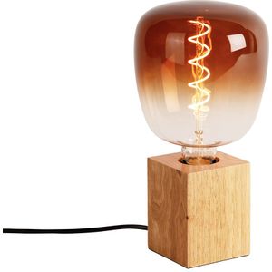 Landelijke tafellamp hout naturel incl. LED G140 - Bloc