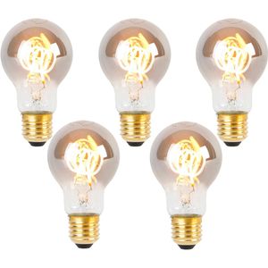 Set van 5 E27 LED spiraal lampen A60 smoke 4W 120 lm 1800K