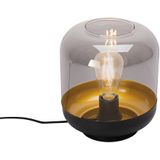 Design tafellamp zwart met goud en smoke glas - Kyan