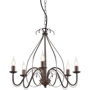 QAZQA Giuseppe - Landelijke Italiaanse Kroonluchter - 5 Lichts - 600 Mm - Roestbruin - Woonkamer