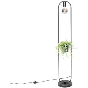 Moderne vloerlamp zwart met glas 25 cm - Roslini