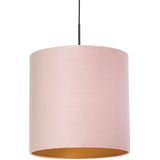 Hanglamp met velours kap roze met goud 40 cm - Combi