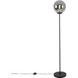 Art deco vloerlamp zwart met glas smoke - Pallon