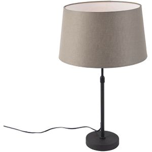 Tafellamp zwart met linnen kap taupe 35 cm verstelbaar - Parte