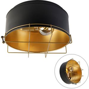 Industriële plafondlamp zwart met goud 35 cm - Barril