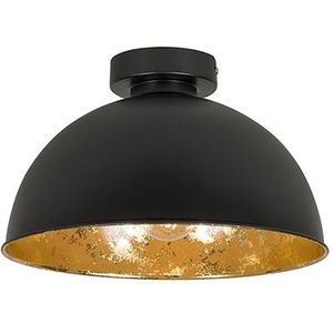 Industriële plafondlamp zwart met goud 30 cm - Magna Basic