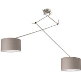 Hanglamp staal met kap 35 cm taupe verstelbaar 2-lichts - Blitz