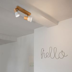Plafondspot hout en wit 2-lichts verstelbaar - Thorin