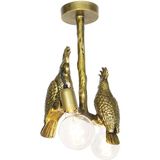 Vintage plafondlamp messing 2-lichts - Animal Papegoje