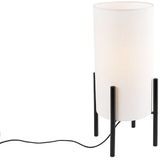 Moderne tafellamp zwart met linnen witte kap - Rich
