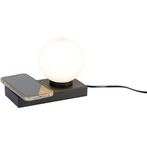 Tafellamp zwart met touch en inductielader - Janneke